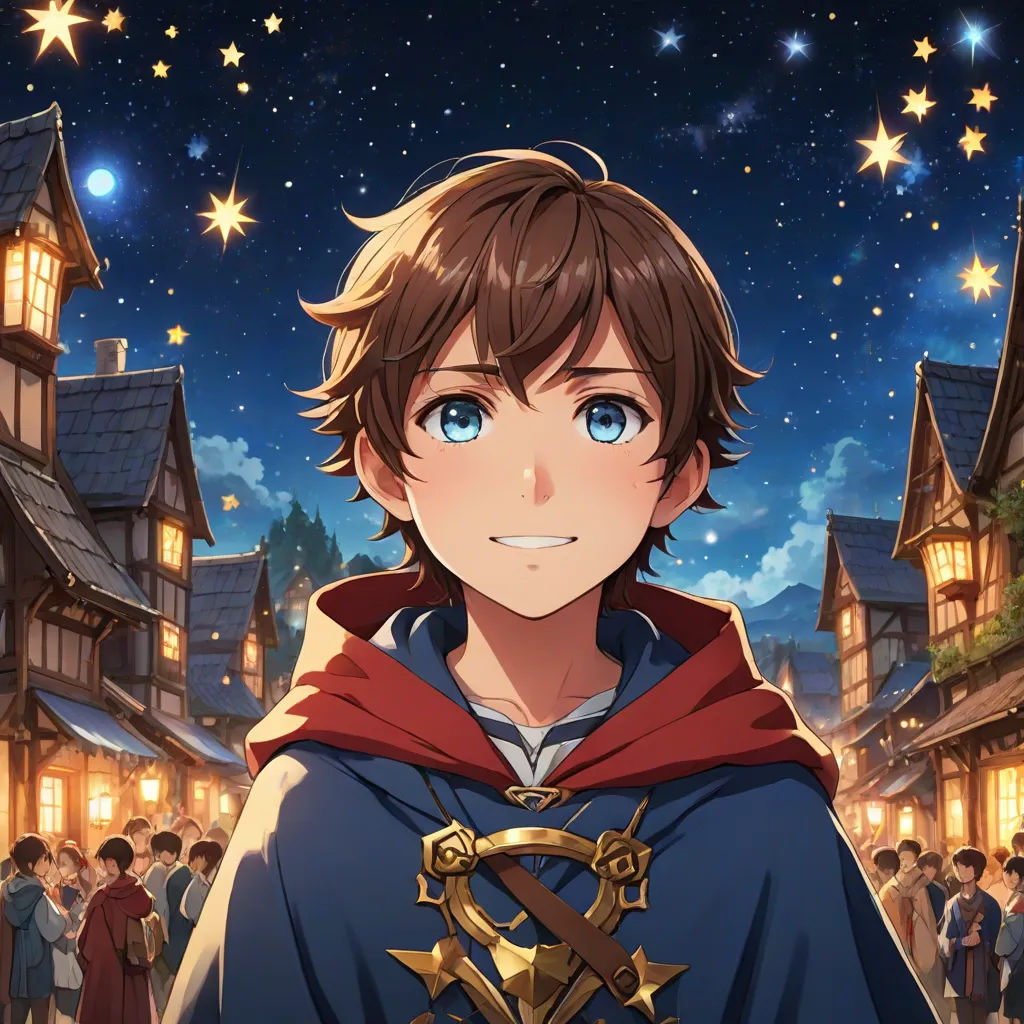 a man in a cape standing in front of a crowd of people in a city at night with stars, Adam Manyoki, sots art, concept art, official art