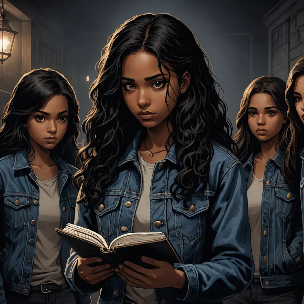 a group of women standing next to each other holding a book in their hands and looking at the camera, fantasy art, a comic book panel, Charlie Bowater, comic cover art