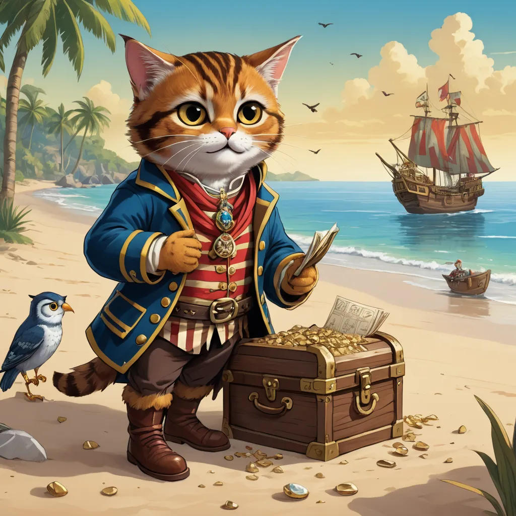 The Striped Puss in Boots and the Pirate Treasure