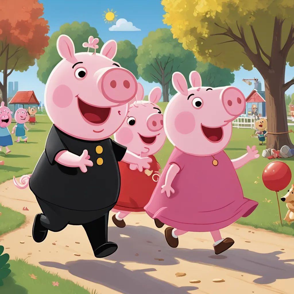 a group of pigs running down a road with a pig in the background and a pig in the foreground, neo-primitivism, concept art, Edi Rama, promotional image