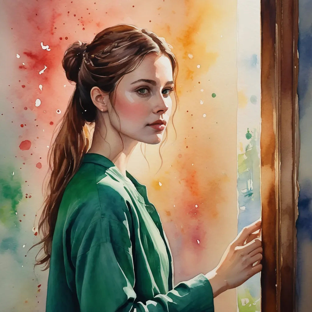 a painting of a woman looking out a window at the rain outside of her house, with watercolors on the walls, figurative art, a watercolor painting, Alena Aenami, stanley artgerm lau