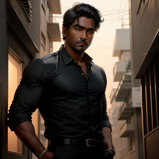 a man standing in a narrow alley way with his hands on his hips and his hands on his hips