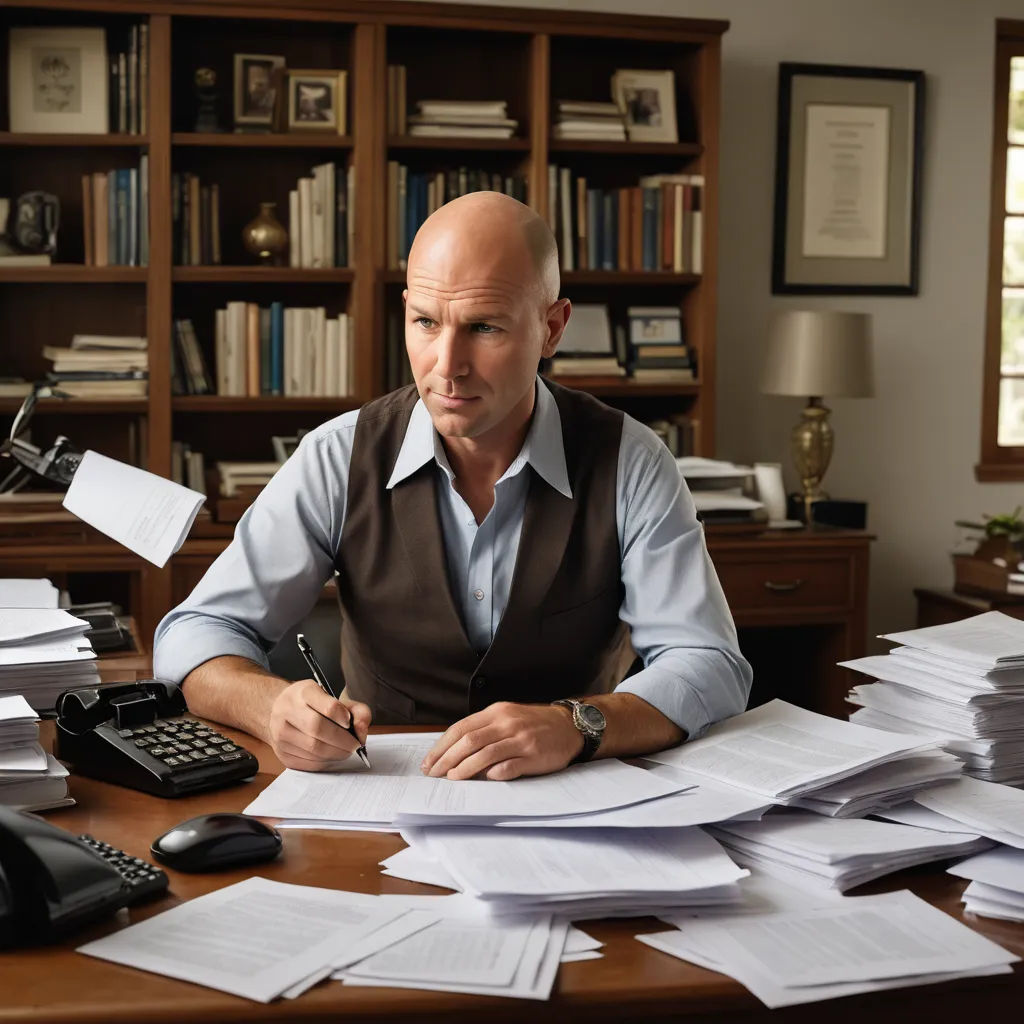 a man sitting at a desk with a lot of papers on it and a calculator in front of him, academic art, a stock photo, Clark Voorhees, mitchell mohrhauser