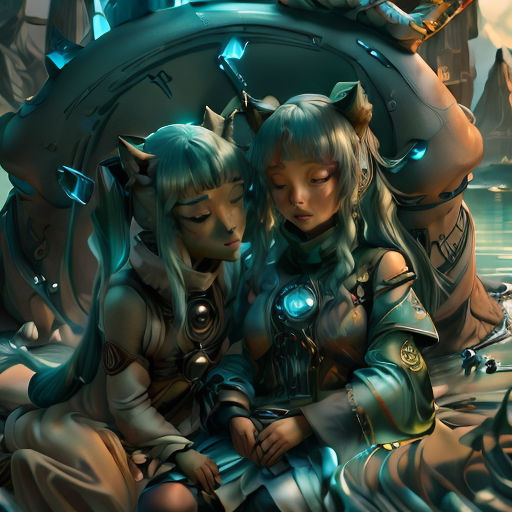 two women sitting next to each other on a boat in the water with a giant clock behind them and a ship in the background