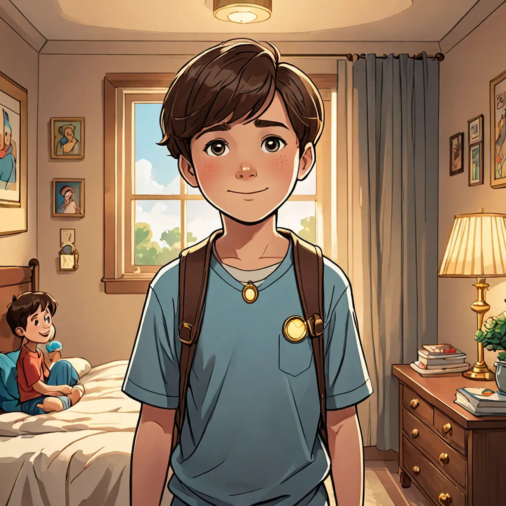 a boy standing in a bedroom with a boy sitting on a bed in the background and a boy sitting on a bed in the foreground, art & language, a comic book panel, Aaron Jasinski, rossdraws global illumination