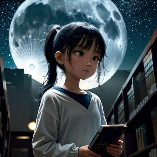 The Magic Library on a Moonlit Night
