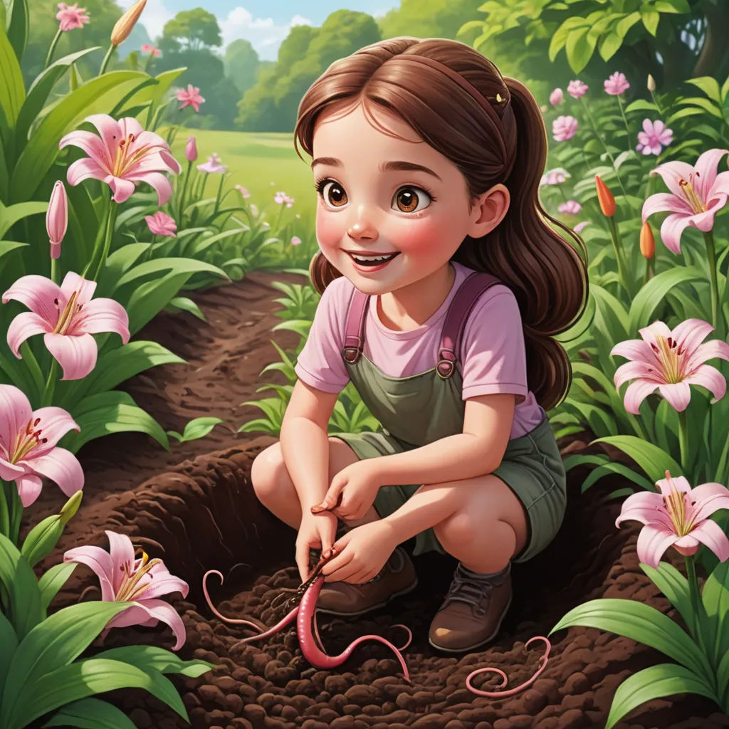 a girl is kneeling in the dirt with a pink flower in her hand and a pink umbrella in her hand, pop surrealism, a storybook illustration, Chris LaBrooy, highly detailed digital painting