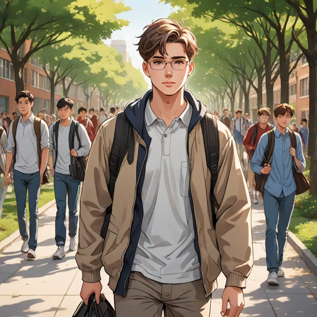 a man walking down a sidewalk with a backpack on his back and a lot of people walking by him, remodernism, a comic book panel, David Park, official art