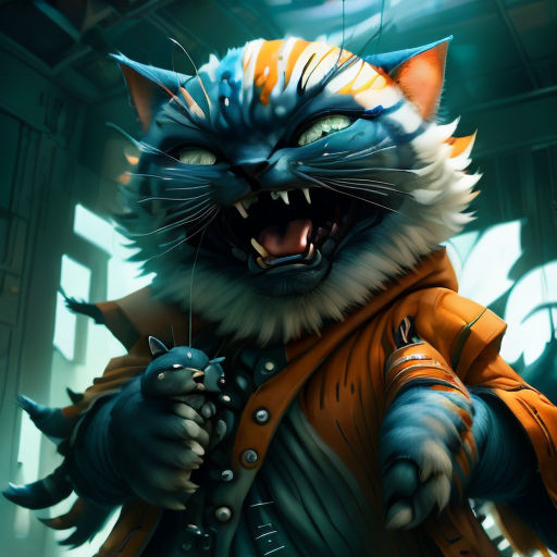 a cat with a jacket and a cat with a mouse in its hand and a cat with a mouse in its hand