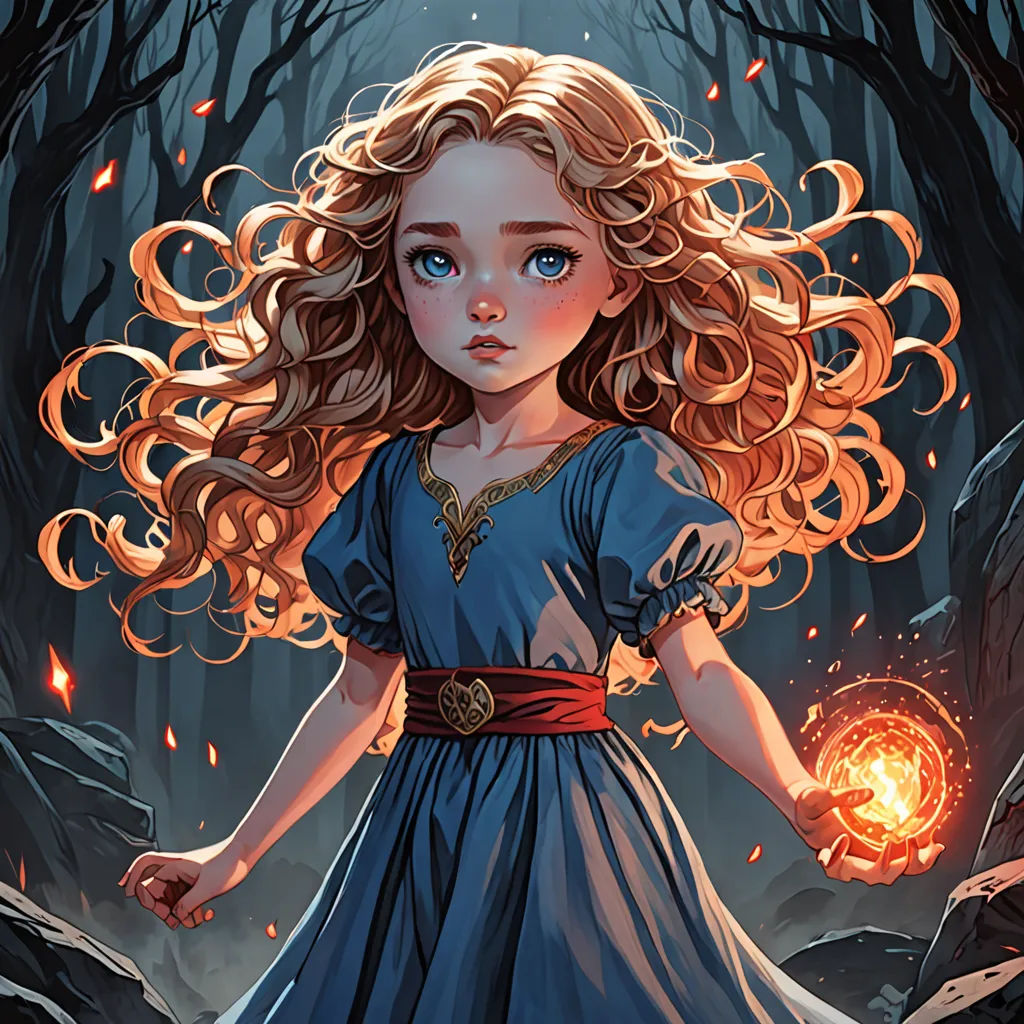 a girl with long hair standing in a forest with a glowing orb in her hand and a glowing orb in her hand, fantasy art, a storybook illustration, Charlie Bowater, rossdraws global illumination