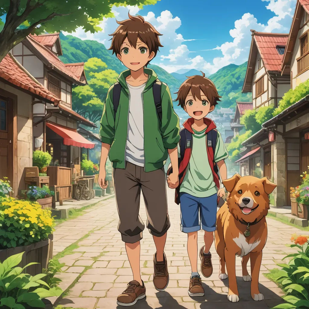 a man and a woman walking down a street with a dog on a leash next to them and a dog on the leash, rayonism, concept art, Adam Manyoki, official art