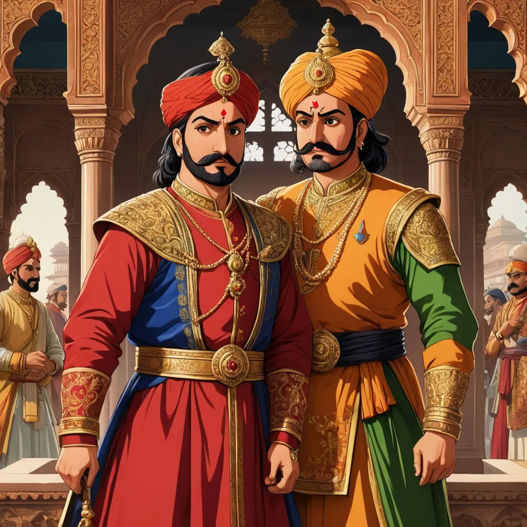 a couple of men standing next to each other in front of a building with a clock on it's wall, samikshavad, a detailed painting, Bholekar Srihari, official art