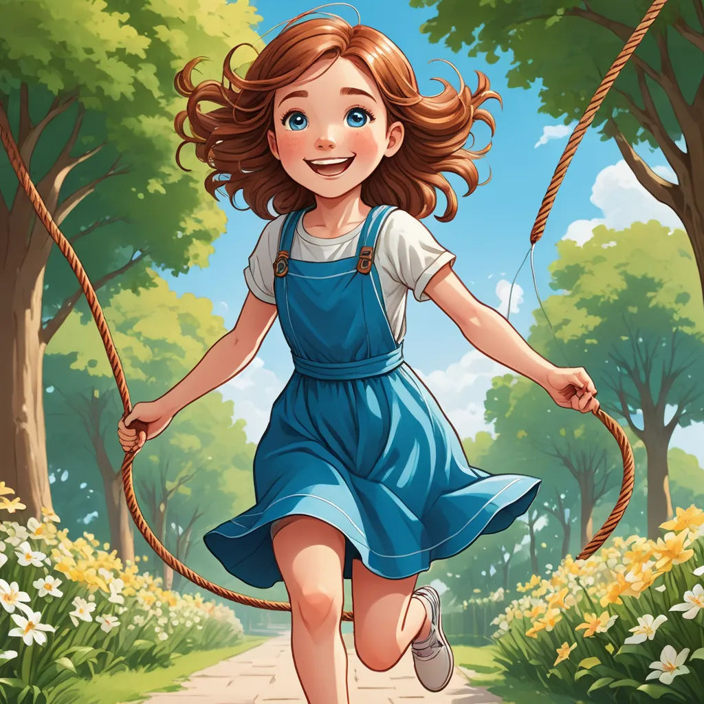 a girl is running with a rope in the park illustration by alex krapfer for the children's book, the little red book, lyco art, a storybook illustration, Alice Prin, official art