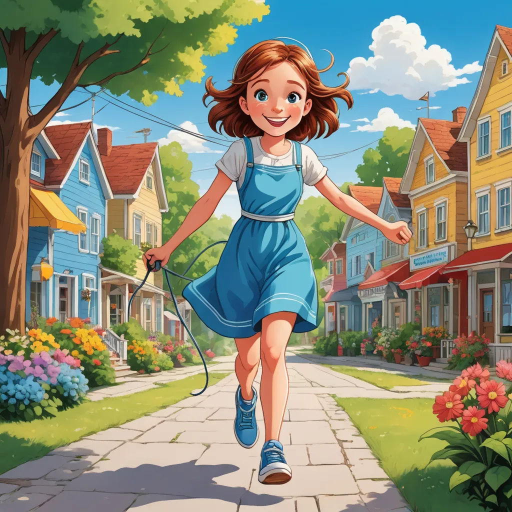 a girl walking down a street with a dog in her hand and a house in the background illustration for children, american scene painting, a storybook illustration, Bob Byerley, official art