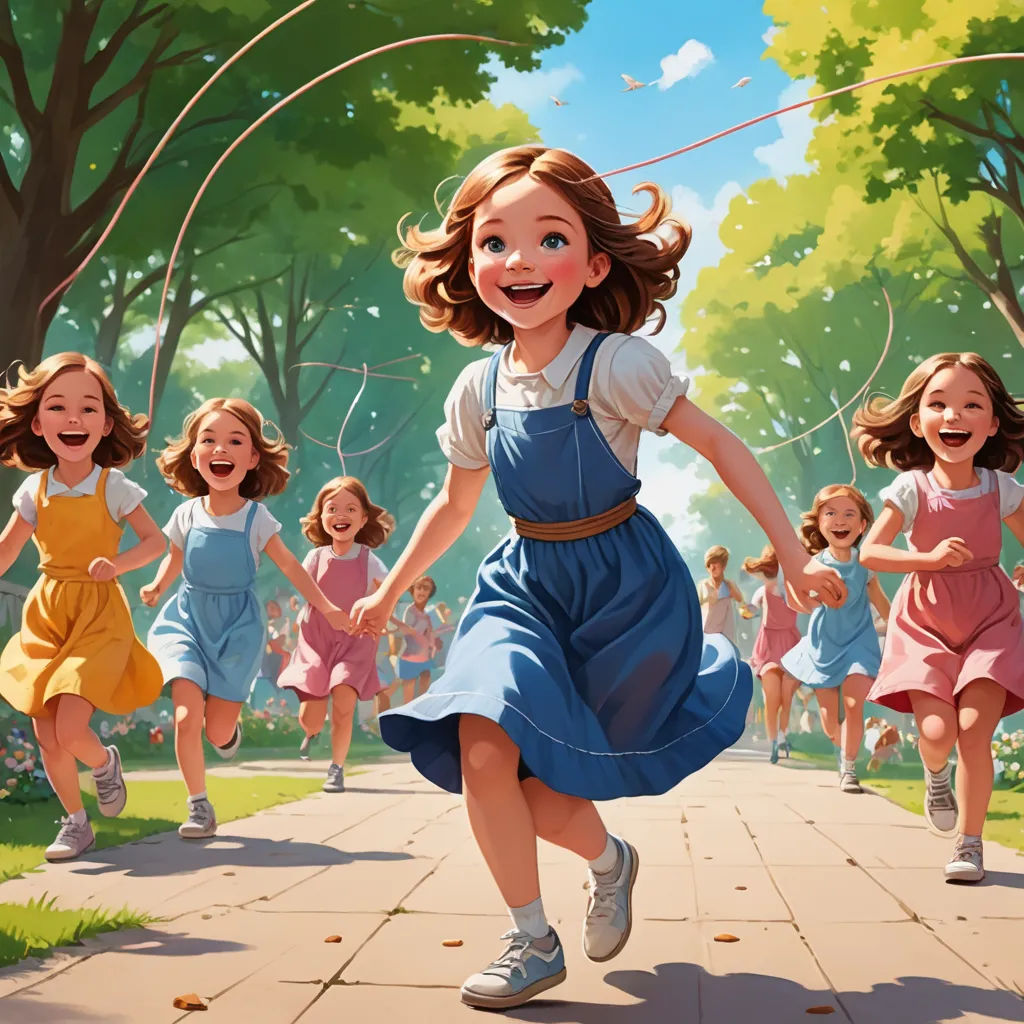 a group of children running down a sidewalk in a park with a girl in a dress and a girl in a dress, kitsch movement, a storybook illustration, Chris LaBrooy, official art