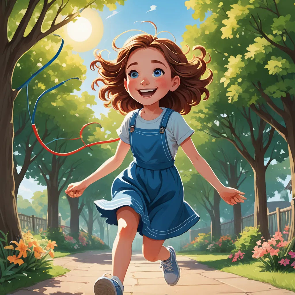 a girl running through a park with a kite in her hand and a dog in her hand behind her, american scene painting, a storybook illustration, Cyril Rolando, trending on art station