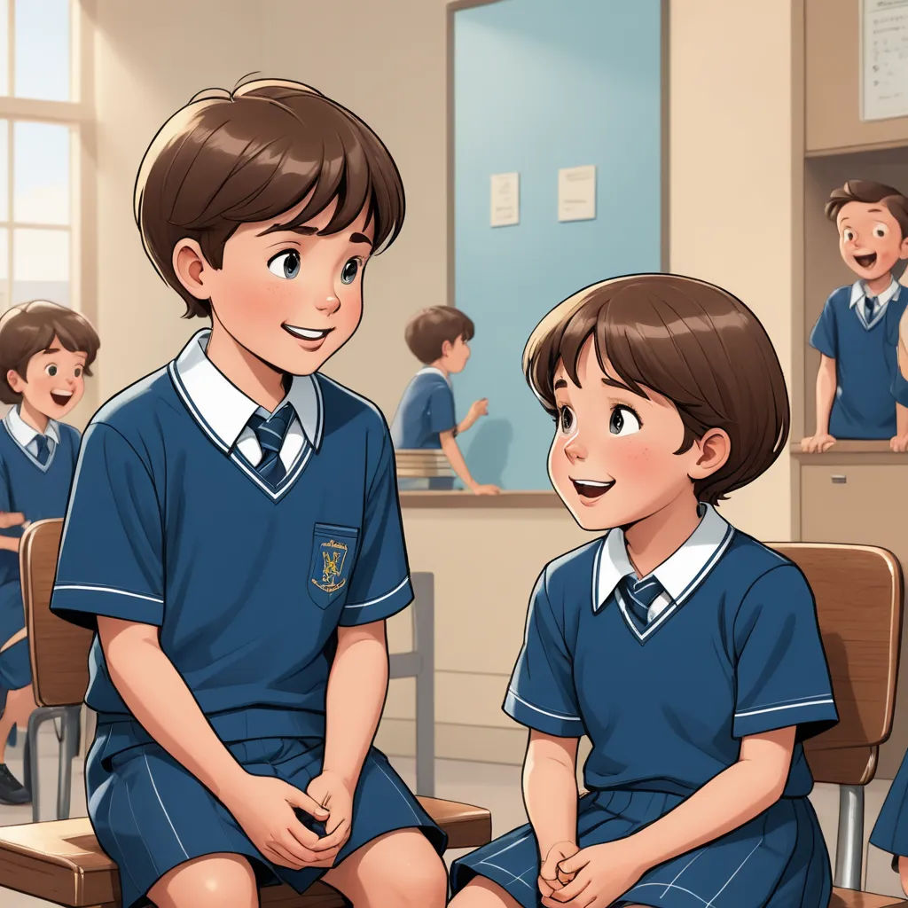 a boy and a girl sitting in a classroom together, with a teacher in the background looking at them, vancouver school, a storybook illustration, Brothers Hildebrandt, official art
