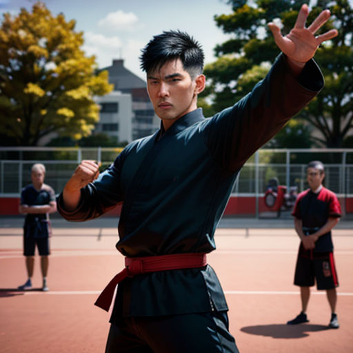 a man in a black outfit is on a tennis court with his arms outstretched in the air and his hands out