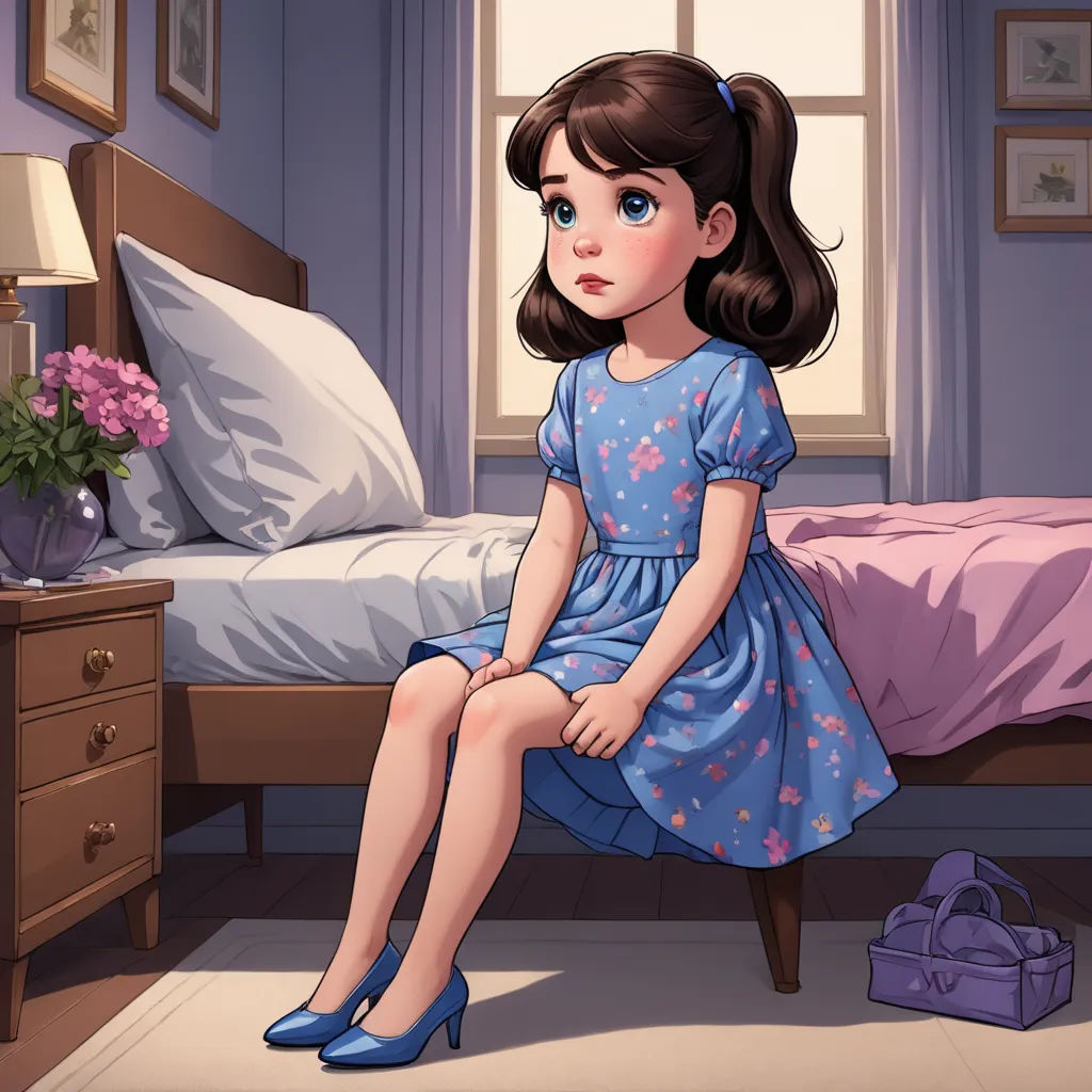 a girl sitting on a bed in a bedroom with a suitcase and a suitcase on the floor next to her, serial art, a storybook illustration, Clarice Beckett, storybook illustration