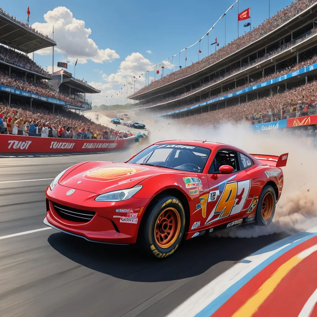 a red sports car driving on a track with a lot of smoke coming out of it's tires, photorealism, computer graphics, David Park, unreal engine 5 highly rendered