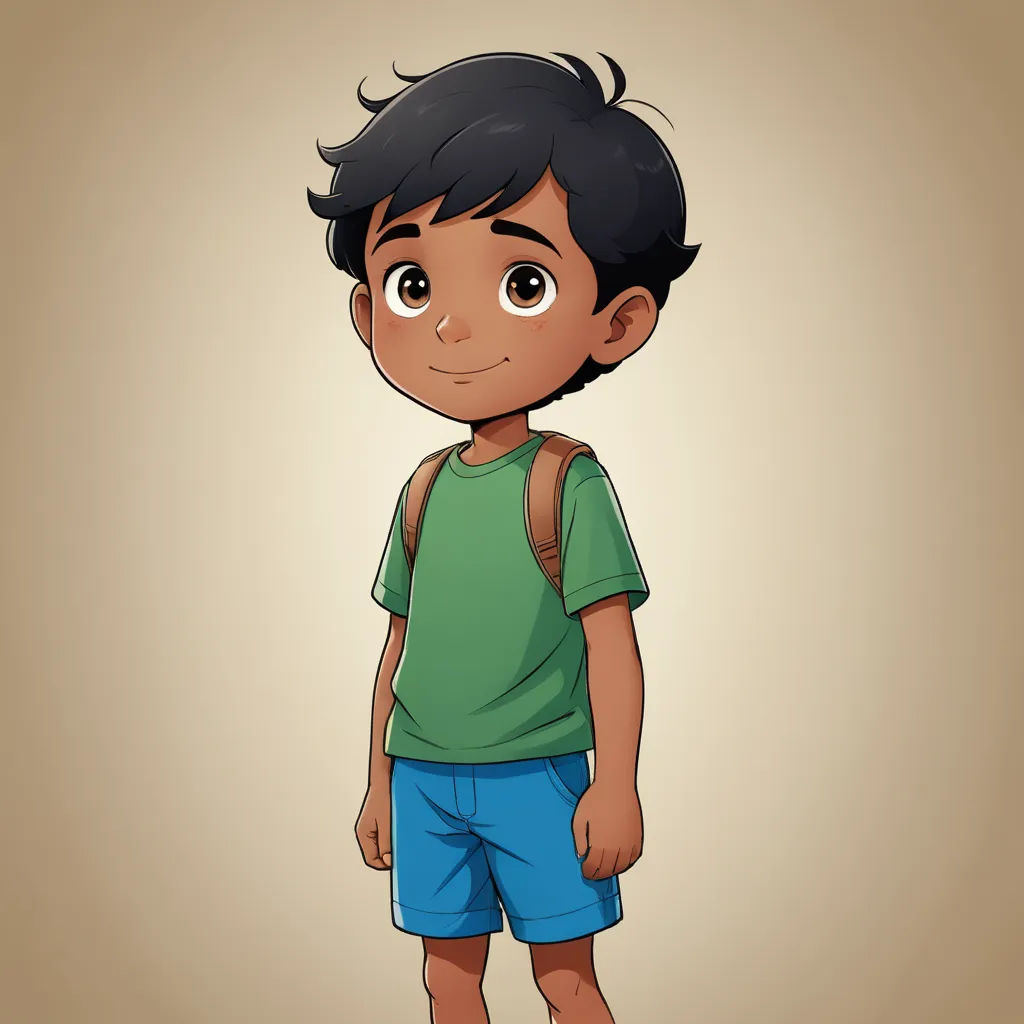 a boy with a backpack standing in front of a brown background with a brown background and a brown background, sots art, a character portrait, Eddie Mendoza, character design