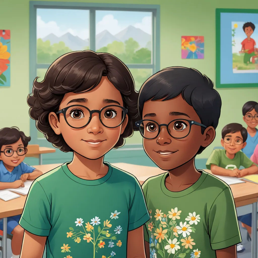 a couple of kids standing next to each other in a classroom with a teacher in the background and a teacher in the foreground, vancouver school, a storybook illustration, Anthony Devas, promotional image