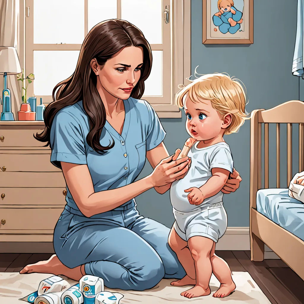 a woman is playing with a baby in a bedroom with a crib and a baby changing diaper, hyperrealism, a storybook illustration, F Scott Hess, storybook illustration
