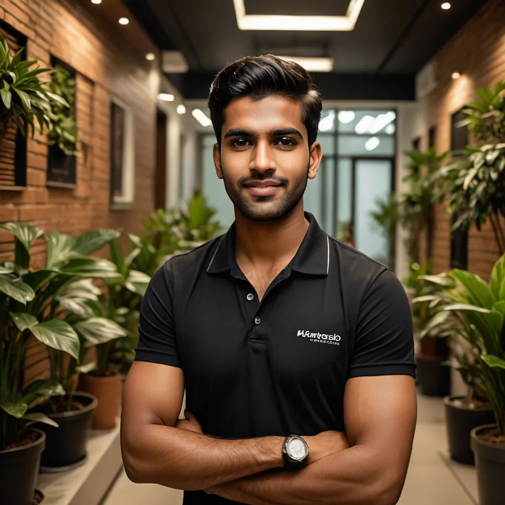 a man standing in a room with plants and a watch on his wrist and a brick wall behind him, samikshavad, a stock photo, Fathi Hassan, jayison devadas