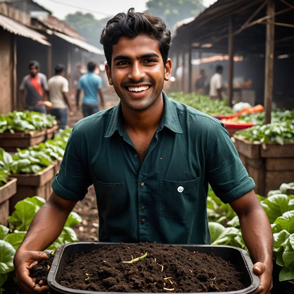 a man holding a tray of dirt in a garden area with people in the background and a row of houses, samikshavad, a stock photo, Bikash Bhattacharjee, jayison devadas