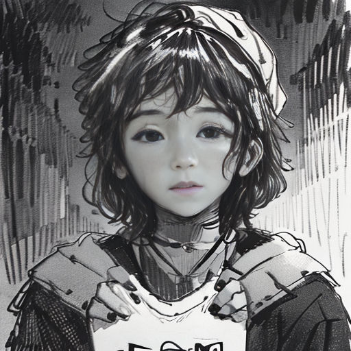 a drawing of a girl with a hat on her head and a t - shirt on her chest, with a message on it