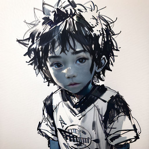 a drawing of a young boy with a shirt on and a tie around his neck and a shirt on his head