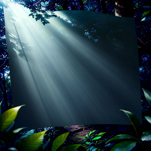 a picture of a sunbeam in the middle of a forest with leaves and a tree in the background
