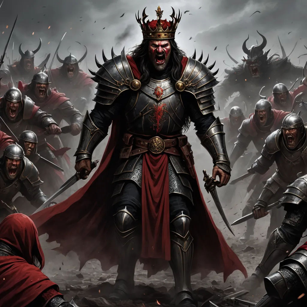 a group of men in armor with swords and helmets on, surrounded by other men in red robes and helmets, fantasy art, concept art, Chris Rahn, epic fantasy character art