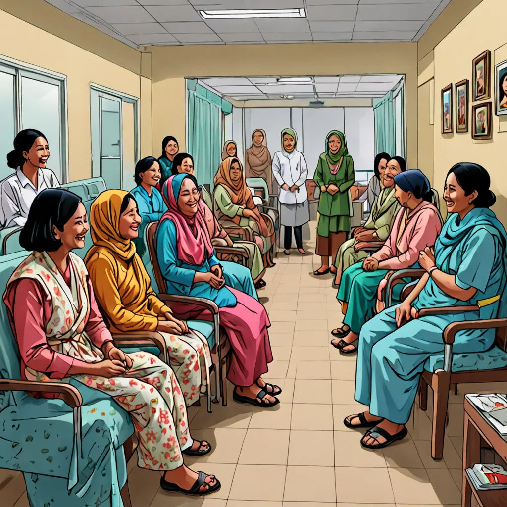 a group of people sitting in a room together with a woman standing in the middle of the room talking, hurufiyya, a comic book panel, Cheng Shifa, detailed illustration