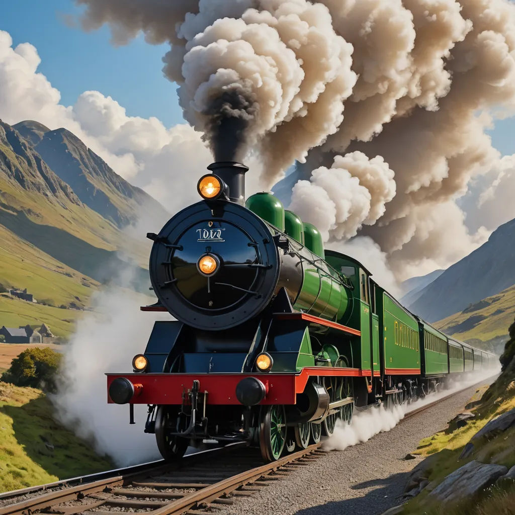 a train is traveling down the tracks with smoke billowing out of it's stacks and smoke billowing out of its stacks, arts and crafts movement, a detailed matte painting, Evgeny Lushpin, award-winning photograph