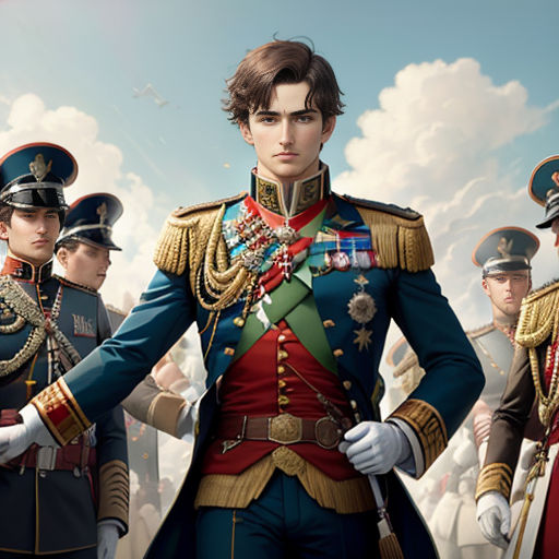 a group of men in uniforms standing next to each other in front of a sky background with clouds and clouds