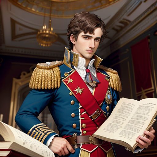 a man in a uniform holding a book in his hands and looking at the camera with a serious look on his face