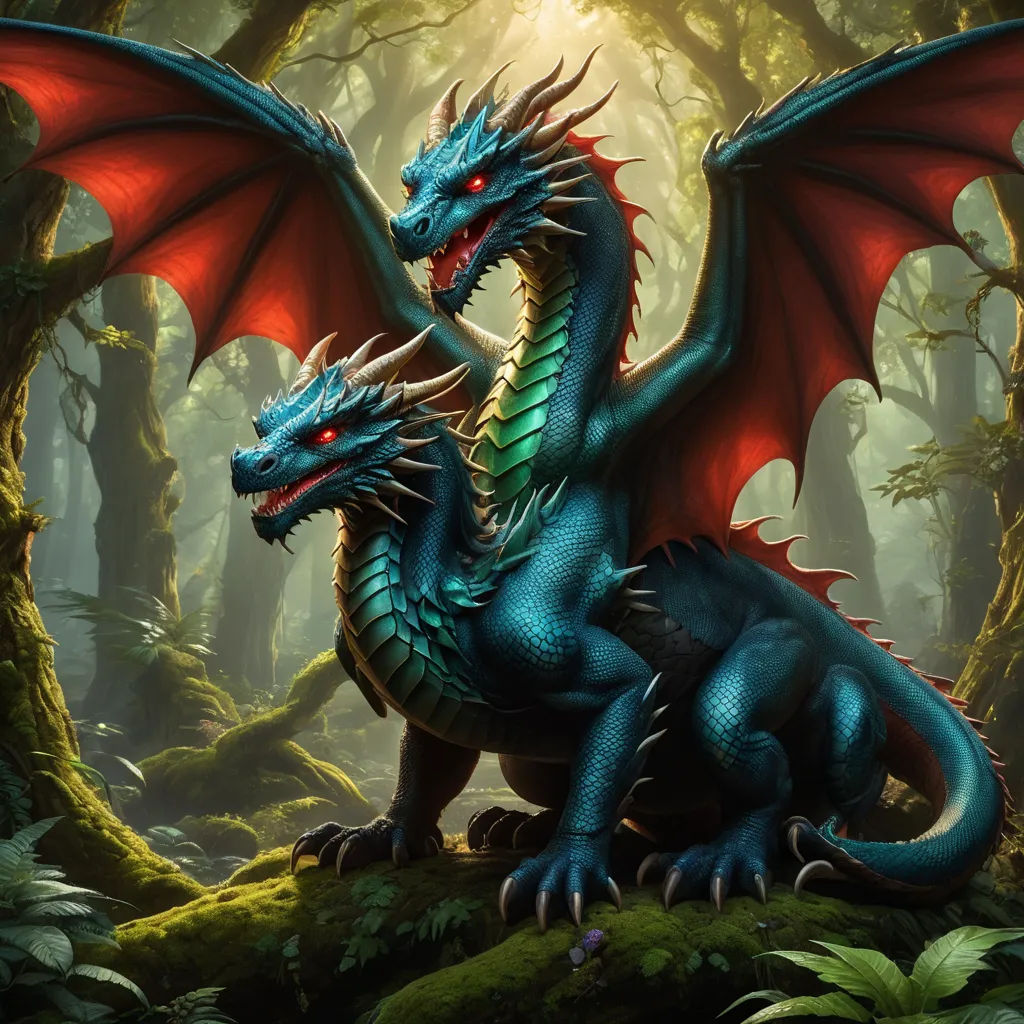 a blue dragon sitting on top of a lush green forest next to a forest floor covered in trees and bushes, fantasy art, concept art, Anne Stokes, dragon art
