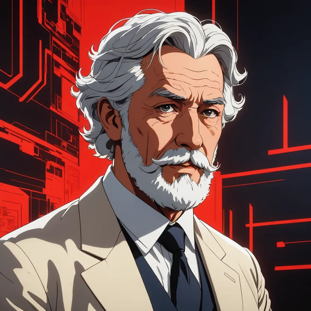 a man with a beard and a suit in a red background with a red background and a red background, rayonism, a character portrait, Edmond Xavier Kapp, official art