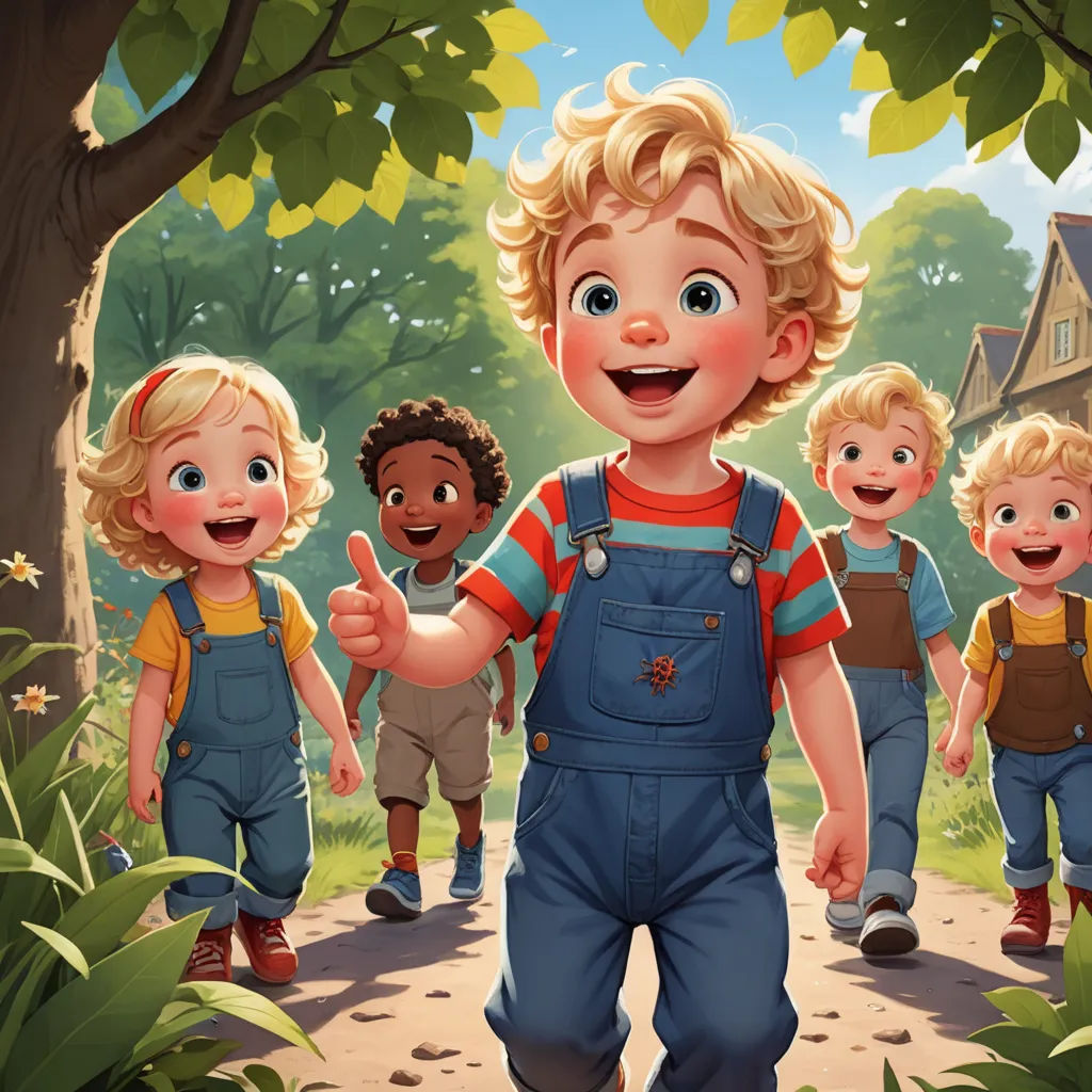 a group of children walking down a dirt road next to a tree filled forest with a house on the other side, sots art, a storybook illustration, Aaron Jasinski, storybook illustration