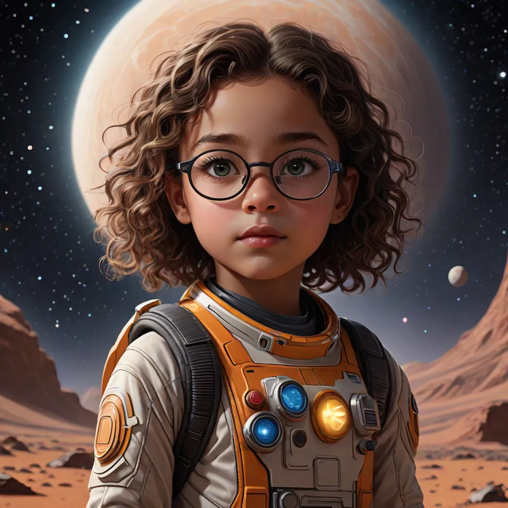 a painting of a young girl in a space suit with a planet in the background and a moon in the sky, space art, poster art, Aaron Jasinski, promotional image