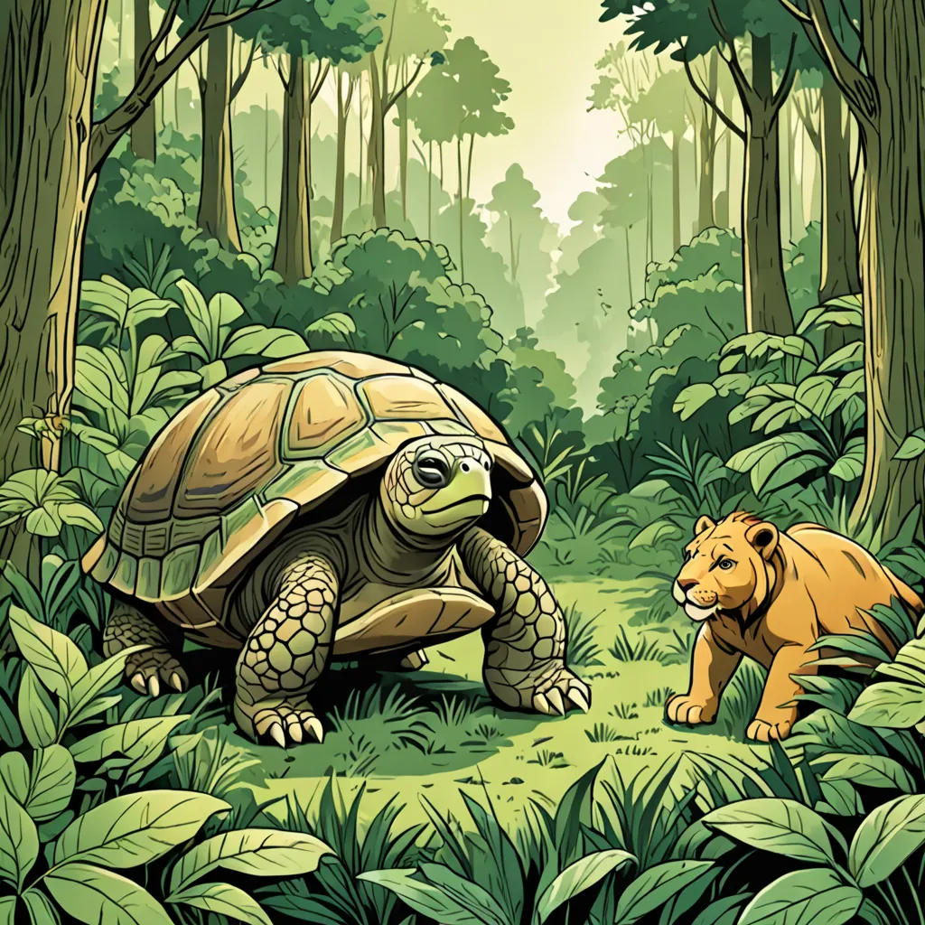 The Wise Turtle and the Proud Lion