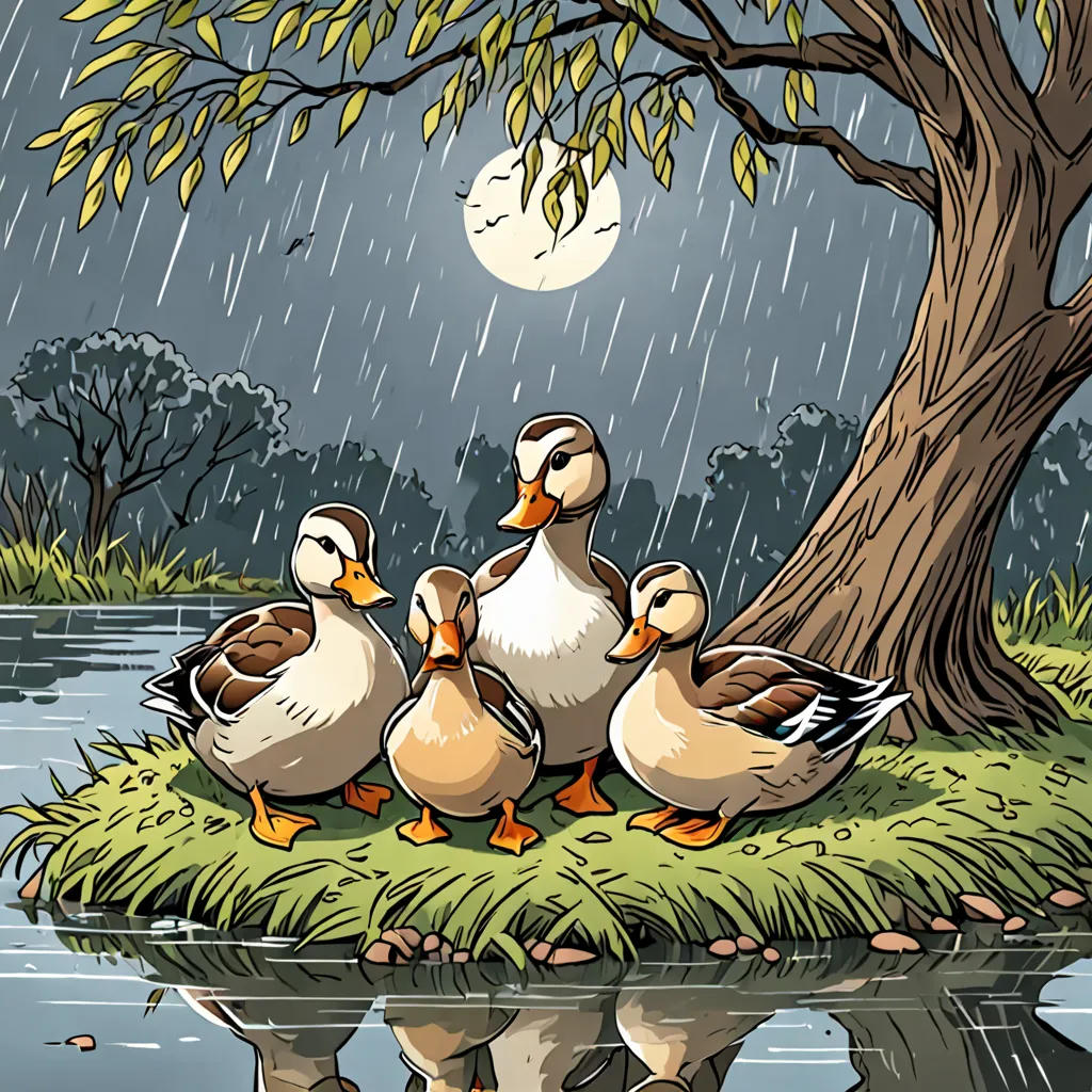 The Brave Little Ducks and the Scary Storm