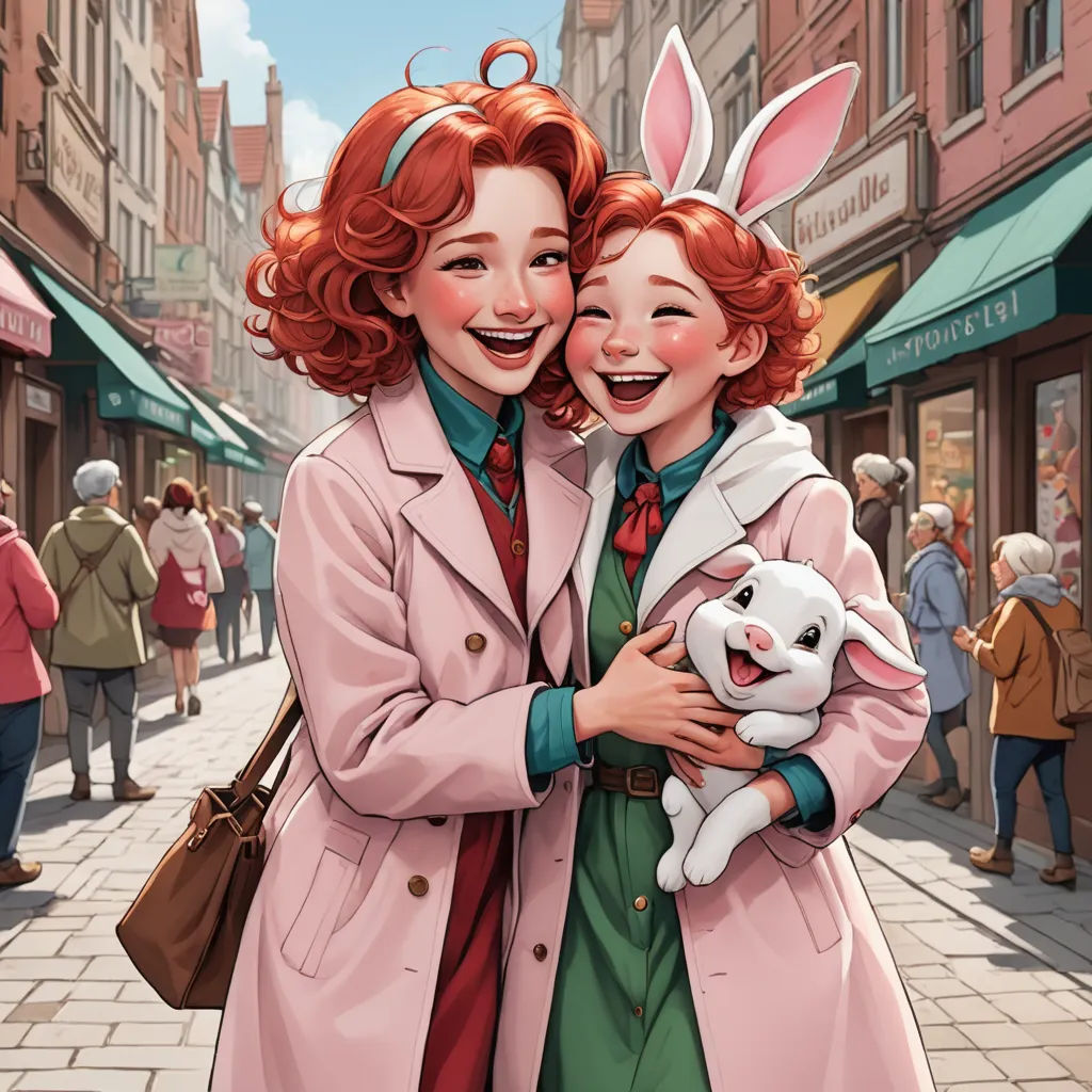 a couple of people that are hugging each other on a street with people walking by in the background and a building, art nouveau, a comic book panel, disney, trending on art station
