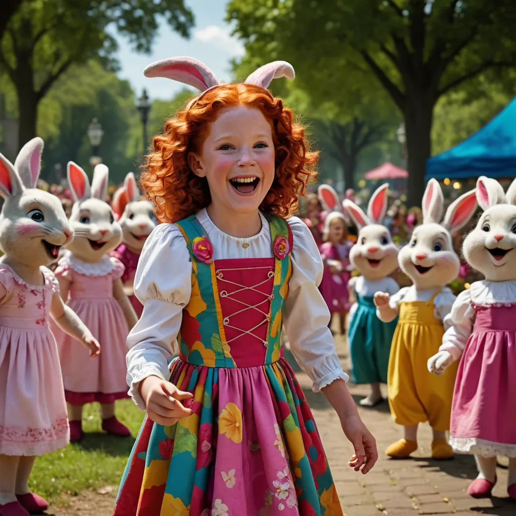 a group of little girls dressed in bunny costumes and smiling at the camera with other bunny dolls in the background, kitsch movement, a poster, disney, promotional image