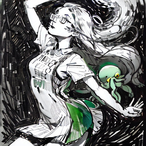a drawing of a woman with a tennis racket and a tennis ball in her hand and a tennis racket in her other hand