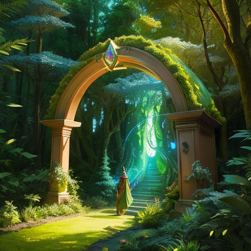 Fantasy magic portal. Portal in the elven forest to another world