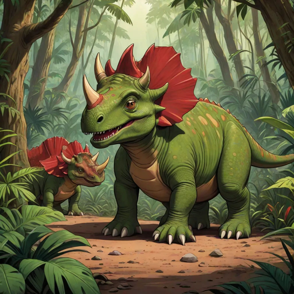 a dinosaur and a triloon in a jungle scene with trees and rocks and rocks and plants and rocks, altermodern, concept art, Adam Rex, magic the gathering artwork