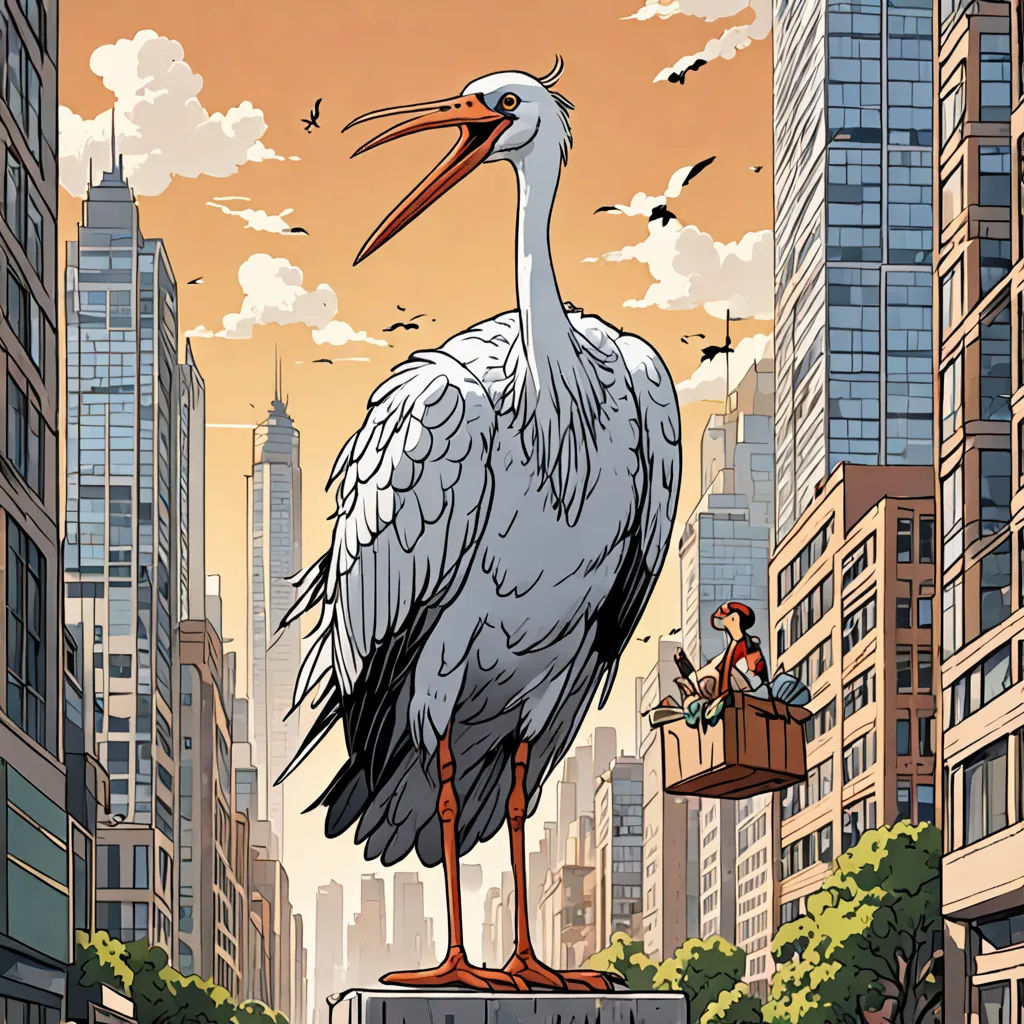 a bird standing on a ledge in a city with a sky background and a man sitting on a ledge, context art, a comic book panel, Asaf Hanuka, giantess art