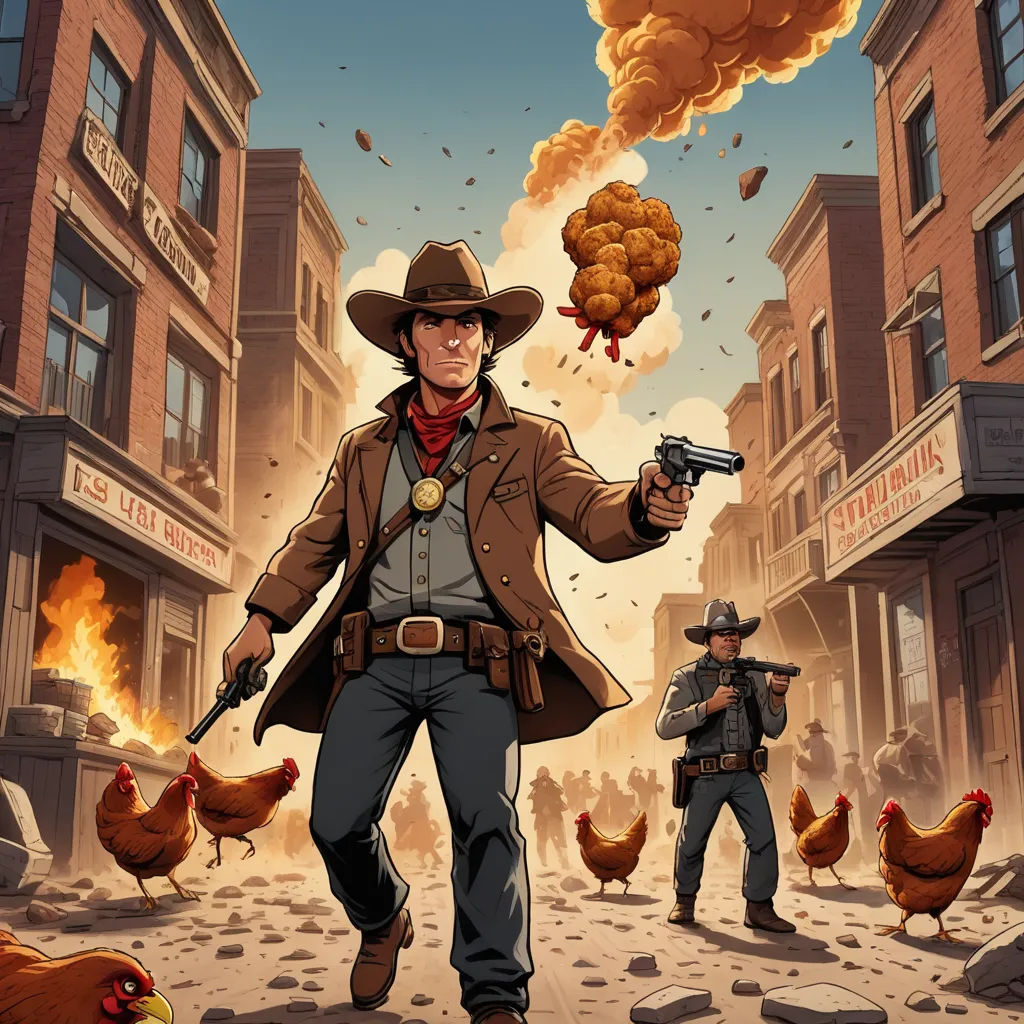 a man in a cowboy hat holding a gun and a gun in his hand while another man in a suit and tie holds a gun, context art, poster art, Chris LaBrooy, western comic book art